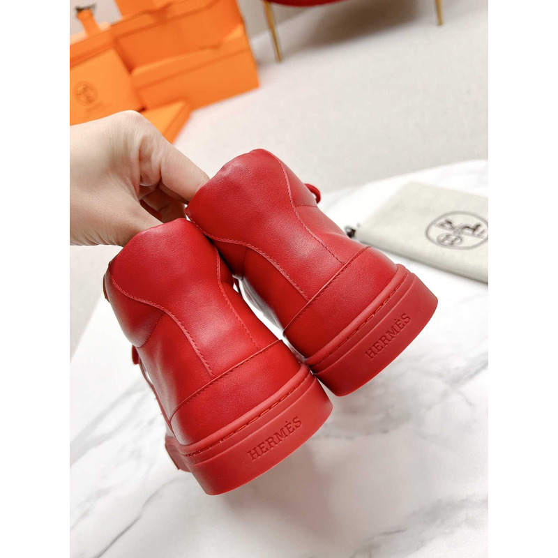 H**mes daydream high-top in calfskin sneakers red