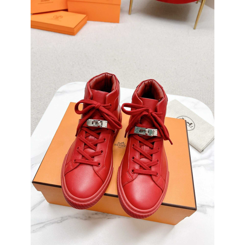 H**mes daydream high-top in calfskin sneakers red