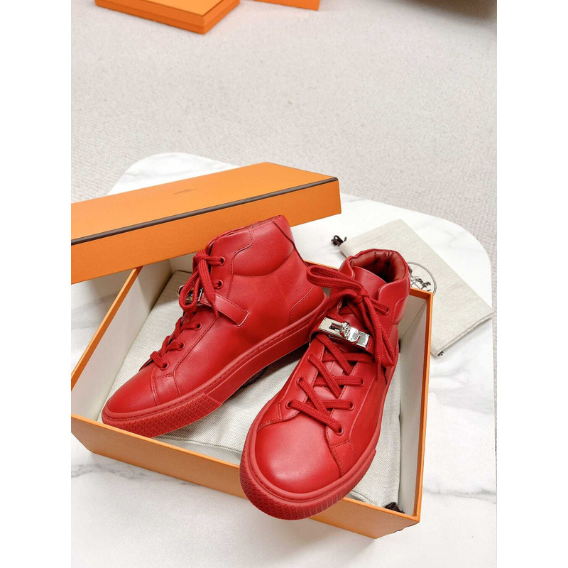 H**mes daydream high-top in calfskin sneakers red