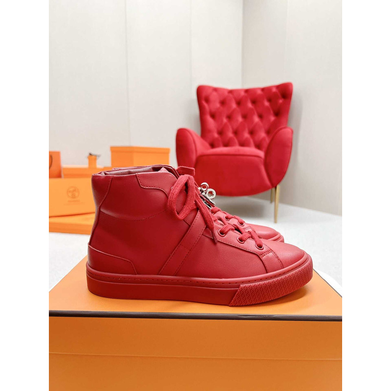 H**mes daydream high-top in calfskin sneakers red