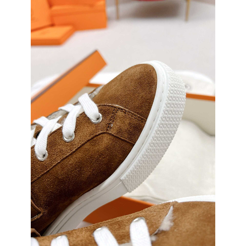 H**mes daydream high-top in suede goatskin sneakers brown