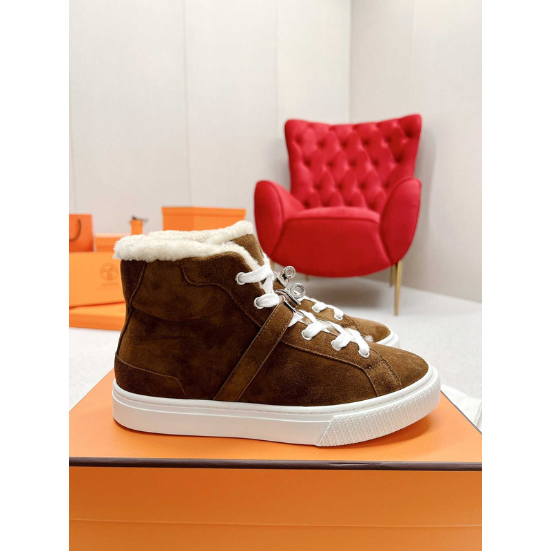 H**mes daydream high-top in suede goatskin sneakers brown