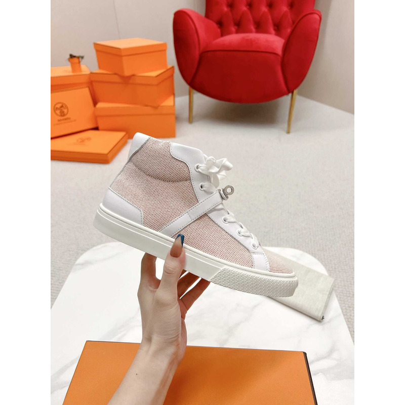 H**mes daydream high-top sneakers pink and white