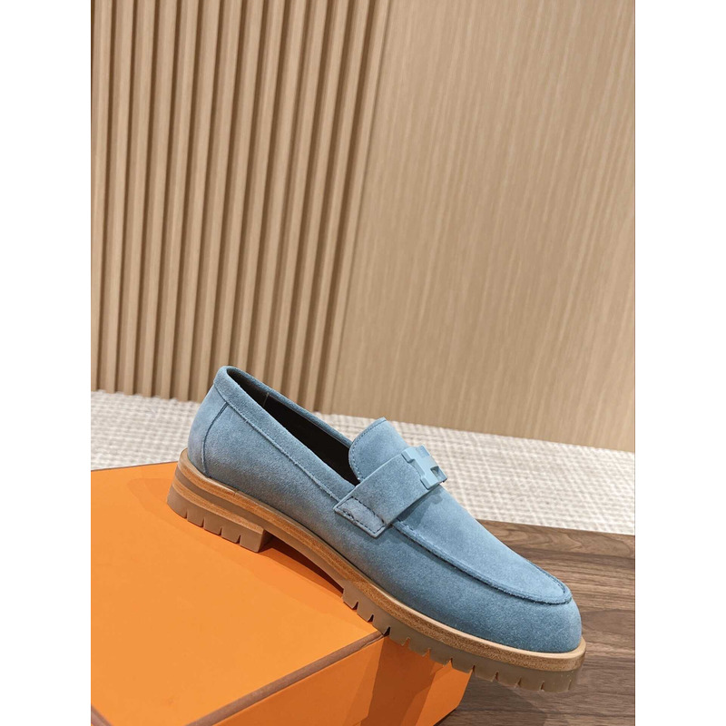 H**mes paris loafer suede goatskin blue