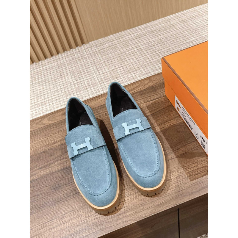 H**mes paris loafer suede goatskin blue