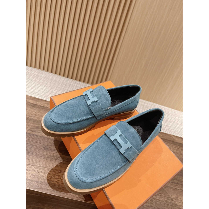 H**mes paris loafer suede goatskin blue