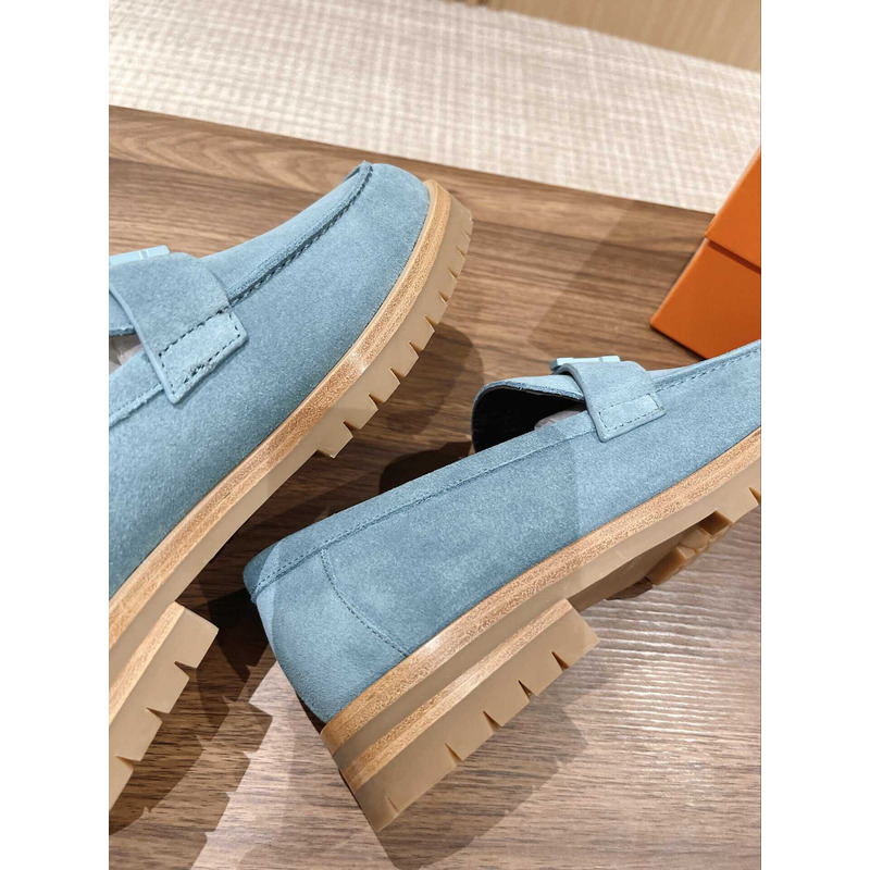 H**mes paris loafer suede goatskin blue