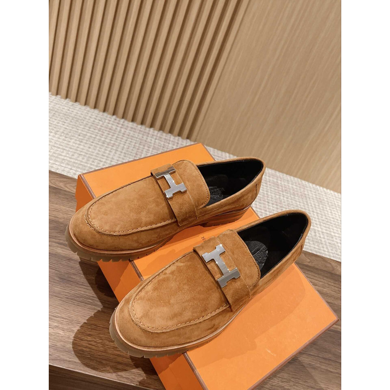 H**mes paris loafer suede goatskin brown