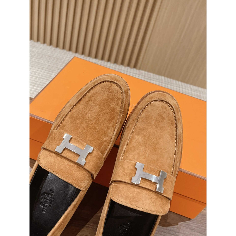 H**mes paris loafer suede goatskin brown