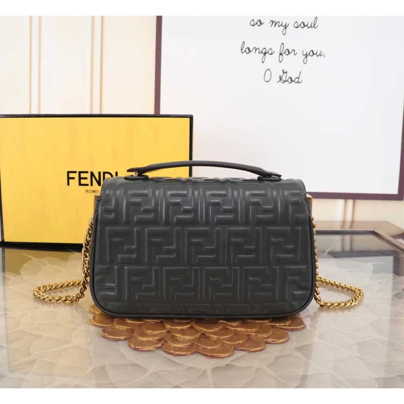 F**di by marc jacobs baguette chain midi black nappa leather bag