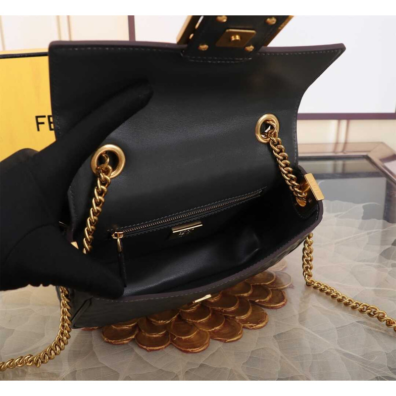 F**di by marc jacobs baguette chain midi black nappa leather bag