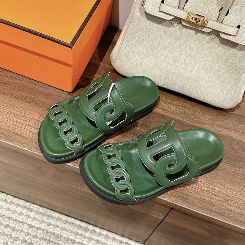 H**mes extra sandals green