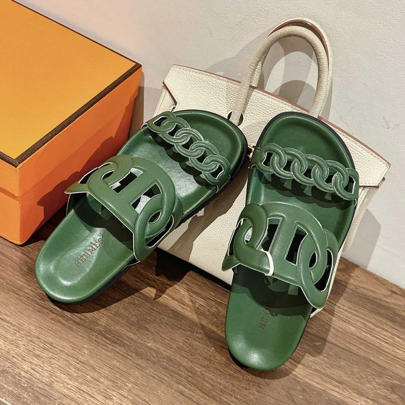 H**mes extra sandals green