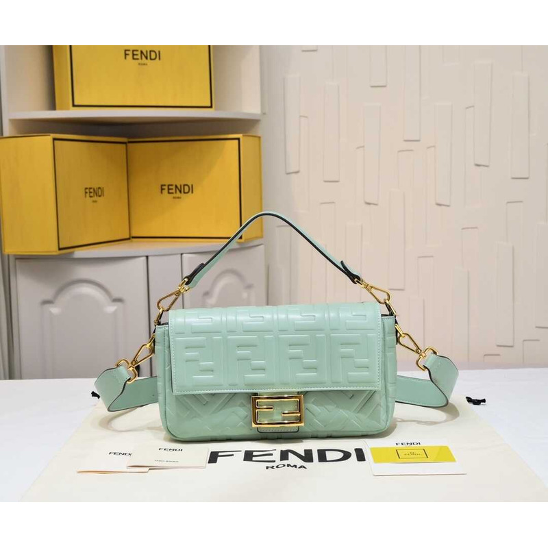 F**di baguette nappa leather bag mint green