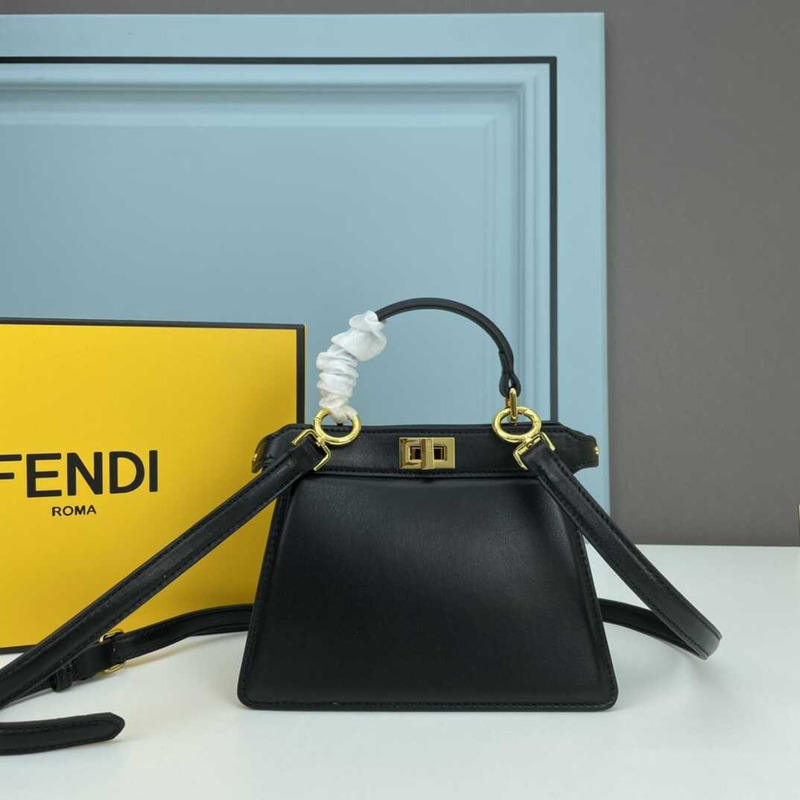 F**di peekaboo mini bag leather pouch black