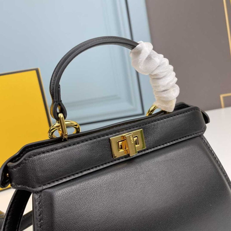 F**di peekaboo mini bag leather pouch black