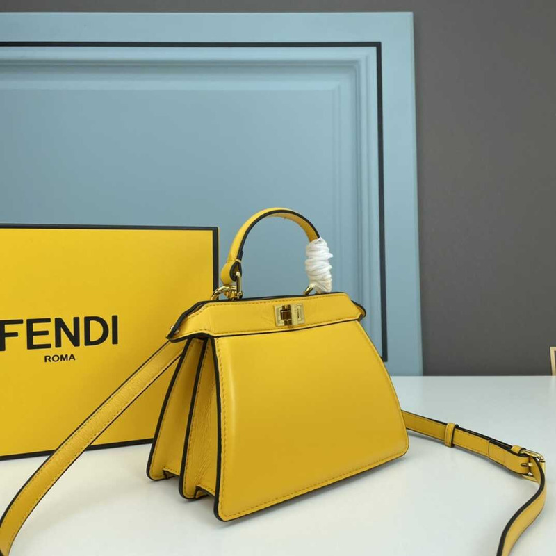 F**di peekaboo mini bag leather pouch yellow