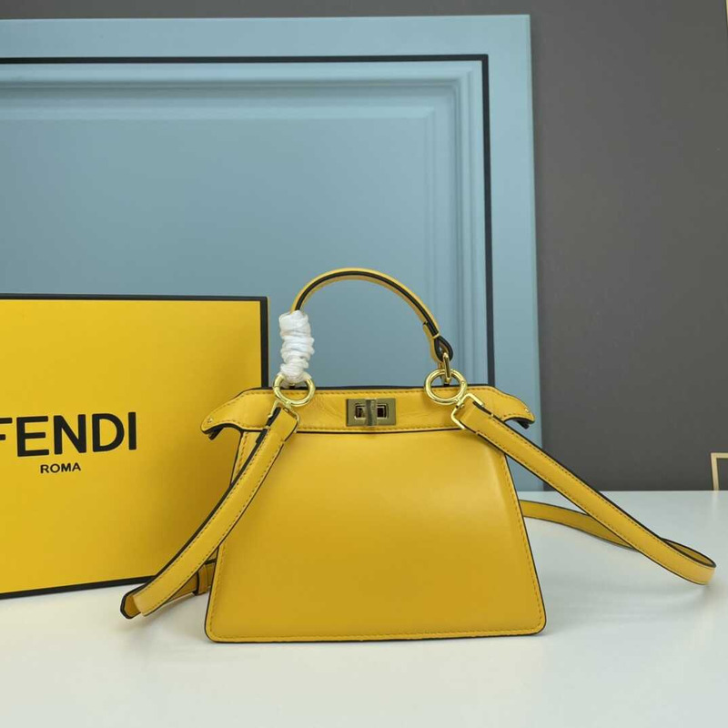 F**di peekaboo mini bag leather pouch yellow