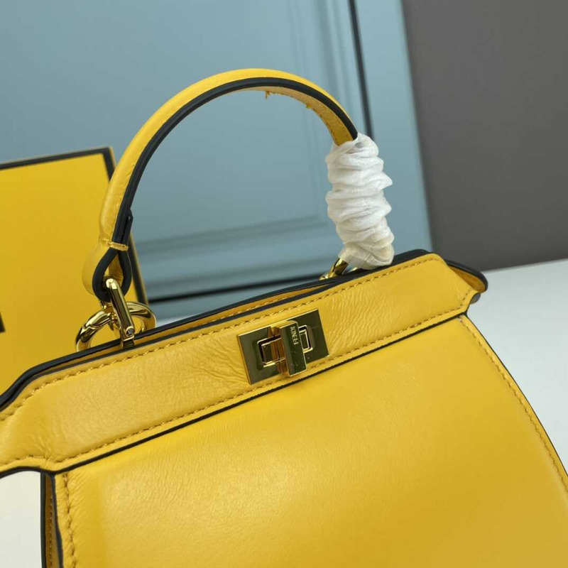 F**di peekaboo mini bag leather pouch yellow