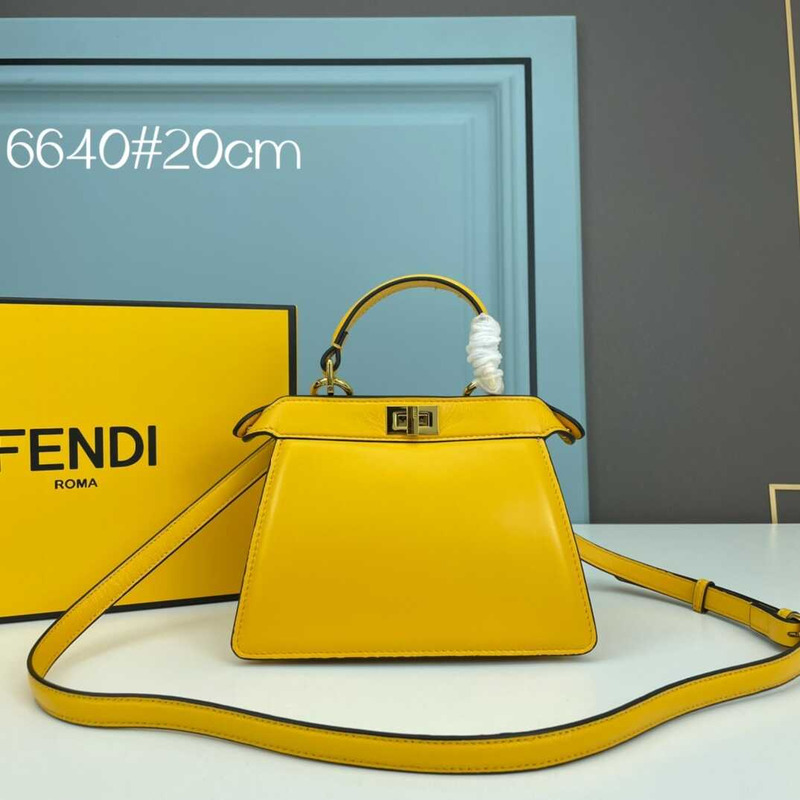 F**di peekaboo mini bag leather pouch yellow