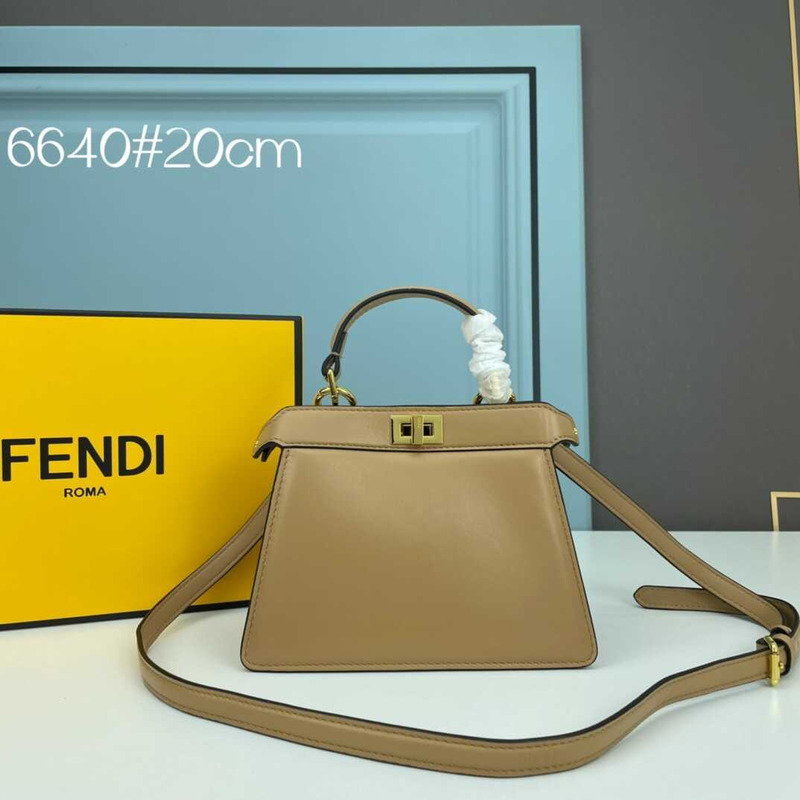 F**di peekaboo mini bag leather pouch dark brown