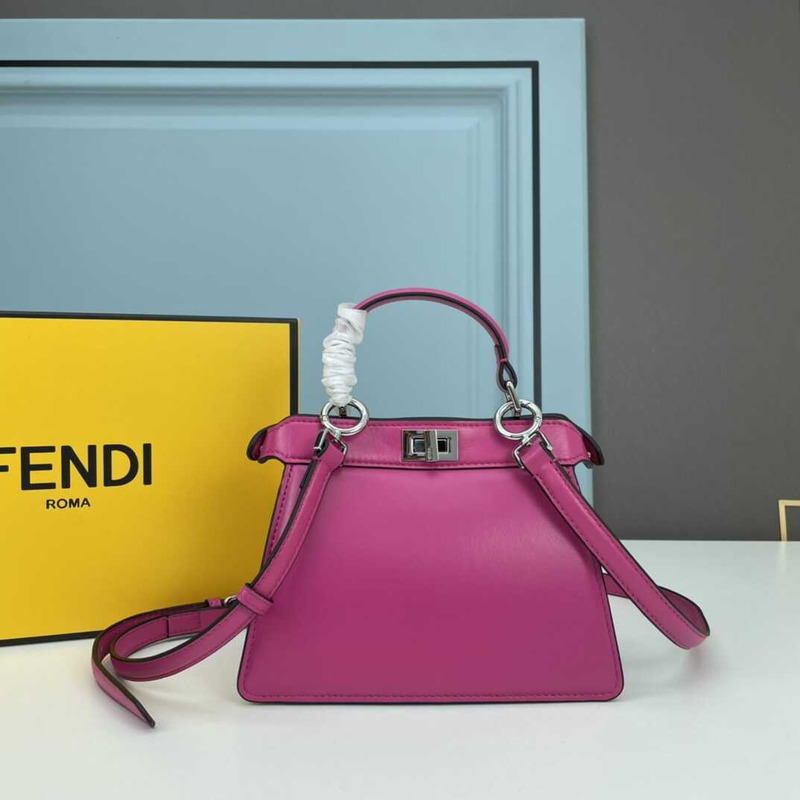 F**di peekaboo mini bag leather pouch cerise