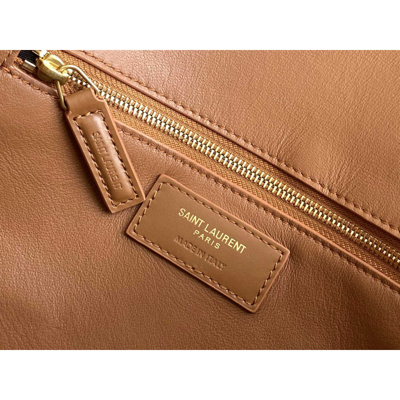 Saint Laurent Maillon Leather Wallet On Chain Brown