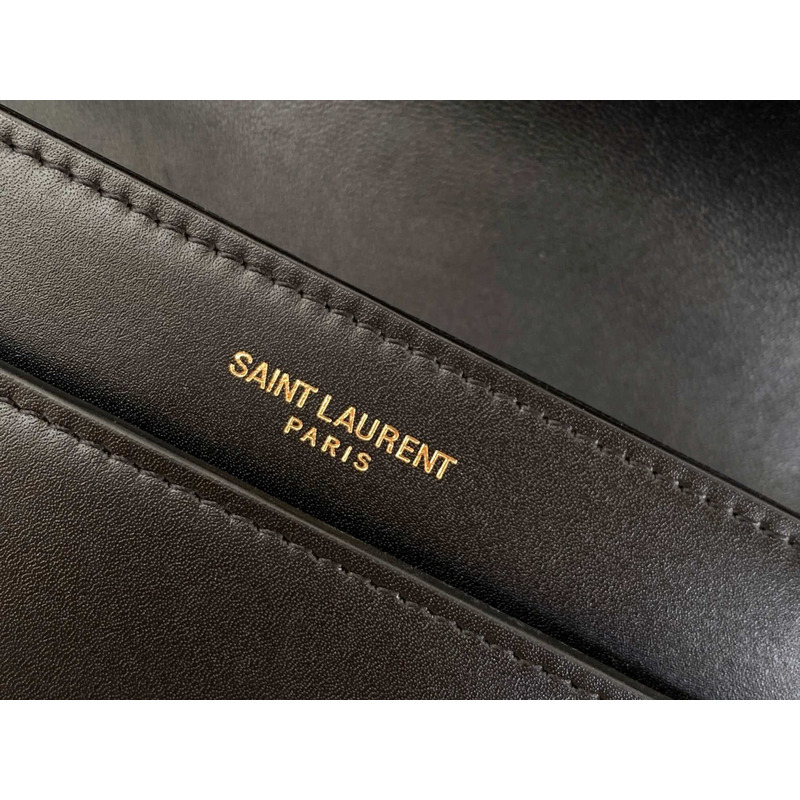 Saint Laurent Maillon Leather Wallet On Chain Black