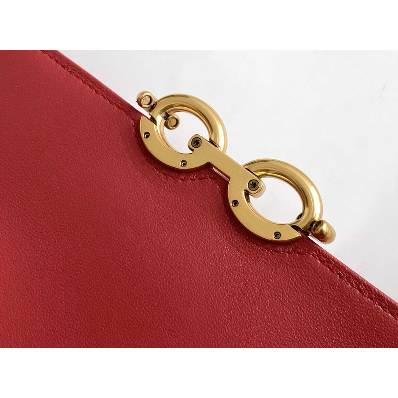 Saint Laurent Maillon Leather Wallet On Chain Red