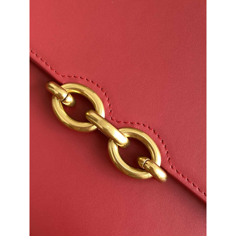 Saint Laurent Maillon Leather Wallet On Chain Red