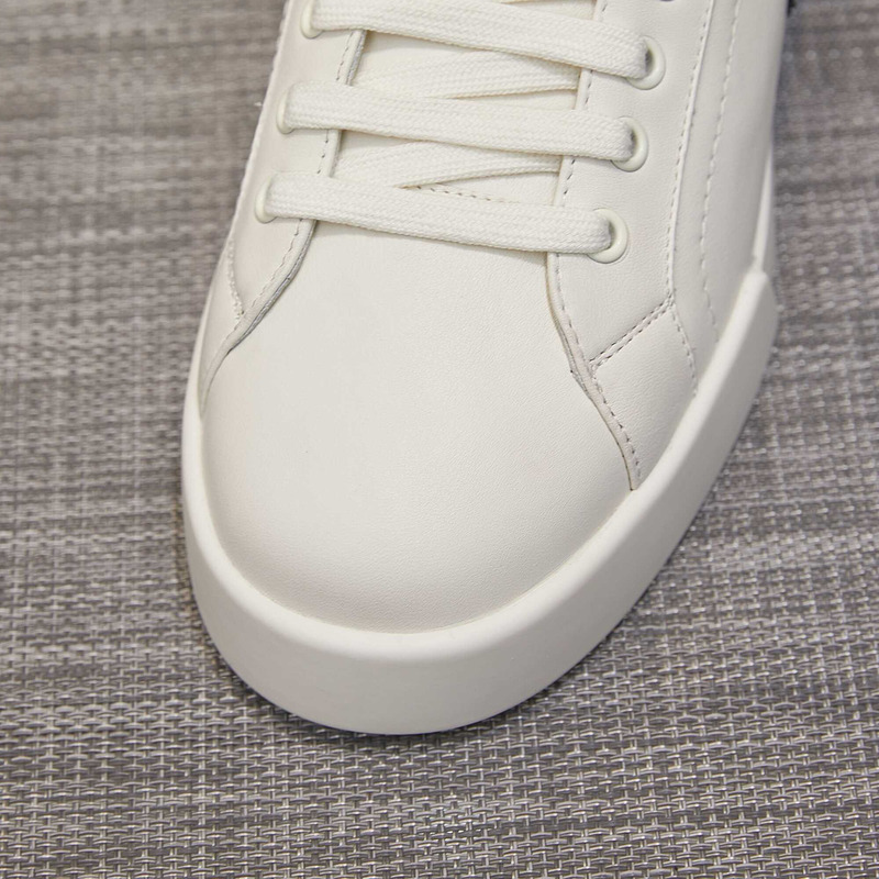 Dolce & Gabbana Portofino Logo Crest Leather Sneaker White