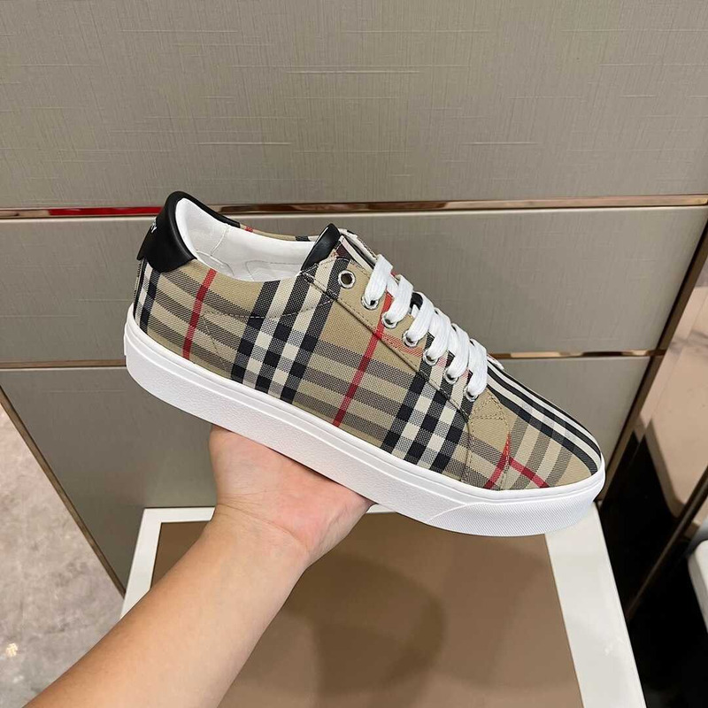 B**rry albridge check& leather low-top sneakers