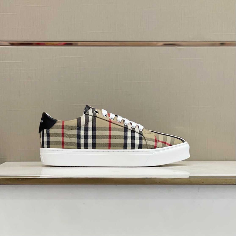 B**rry albridge check& leather low-top sneakers