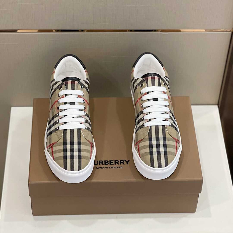 B**rry albridge check& leather low-top sneakers