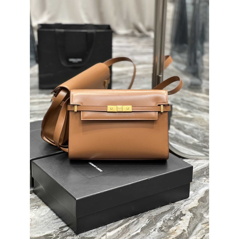 Saint Laurent  Manhattan Leather Shoulder Bag Brown