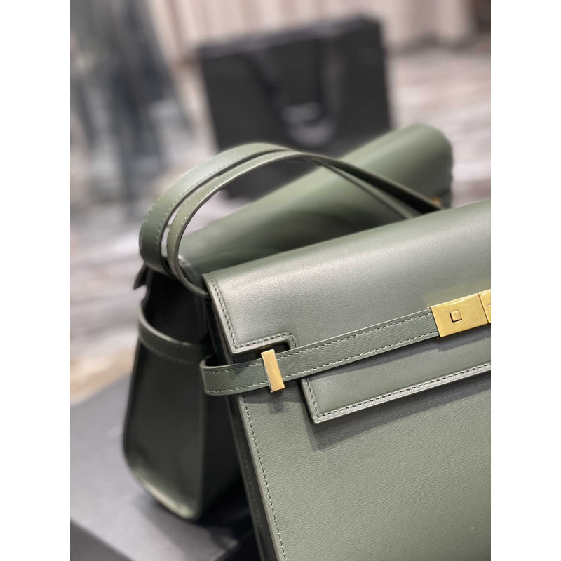 Saint Laurent  Manhattan Leather Shoulder Bag Green