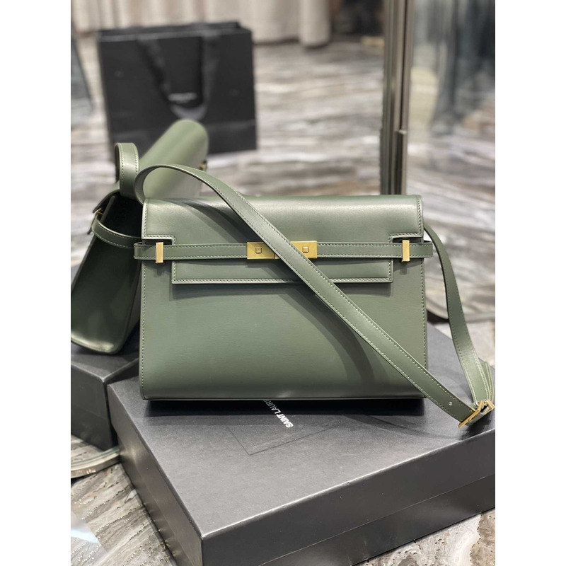 Saint Laurent  Manhattan Leather Shoulder Bag Green