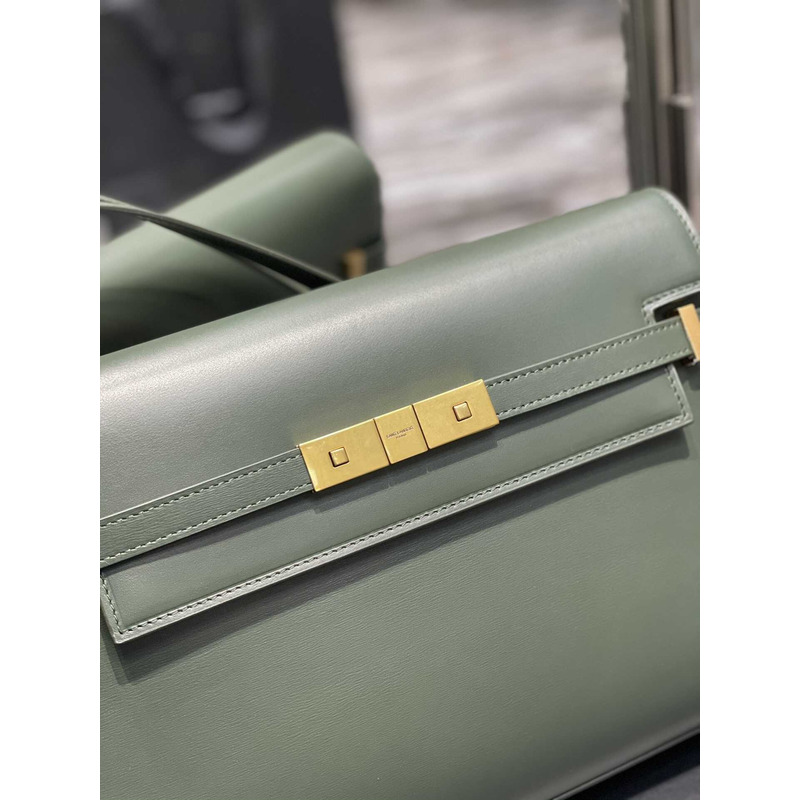 Saint Laurent  Manhattan Leather Shoulder Bag Green