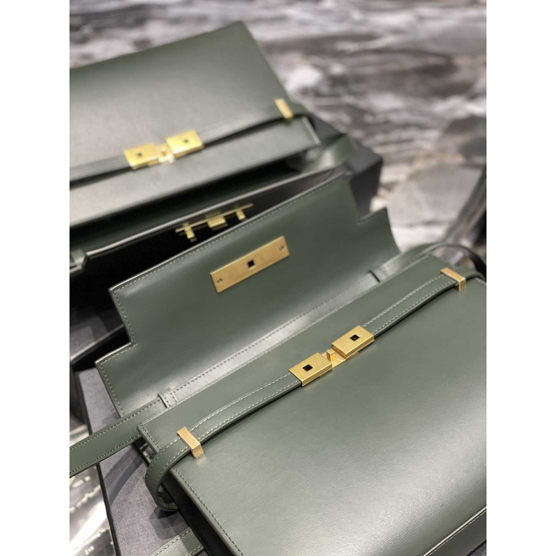 Saint Laurent  Manhattan Leather Shoulder Bag Green