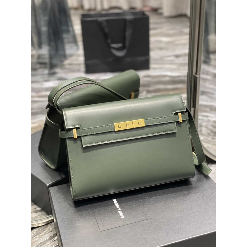 Saint Laurent  Manhattan Leather Shoulder Bag Green