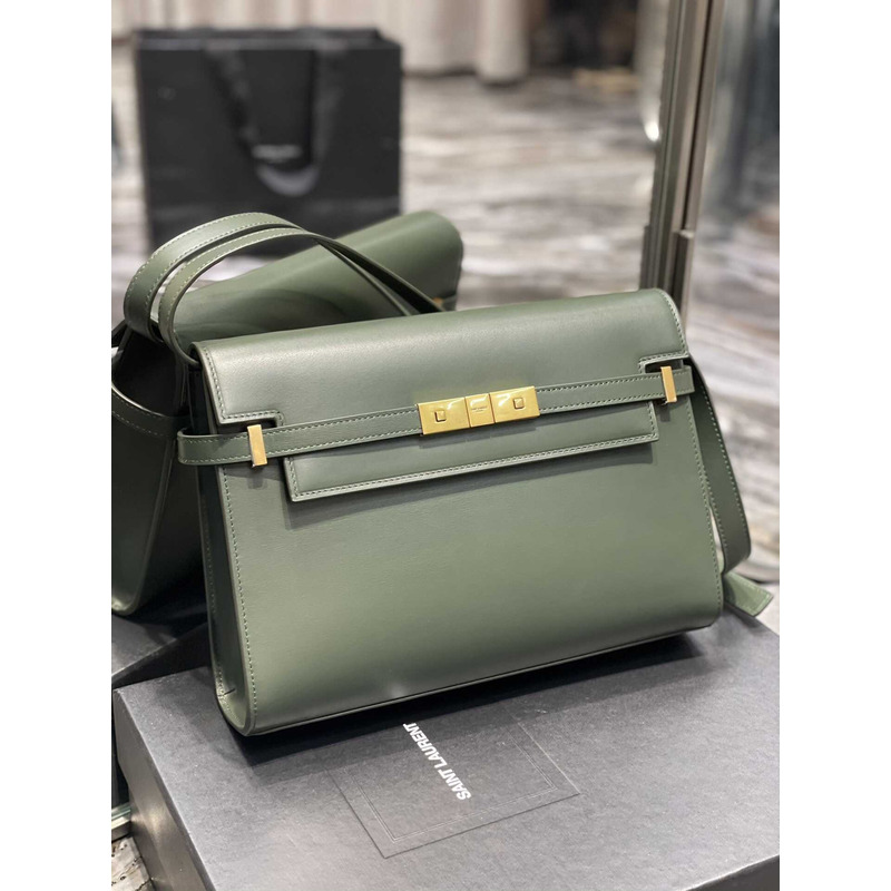 Saint Laurent  Manhattan Leather Shoulder Bag Green