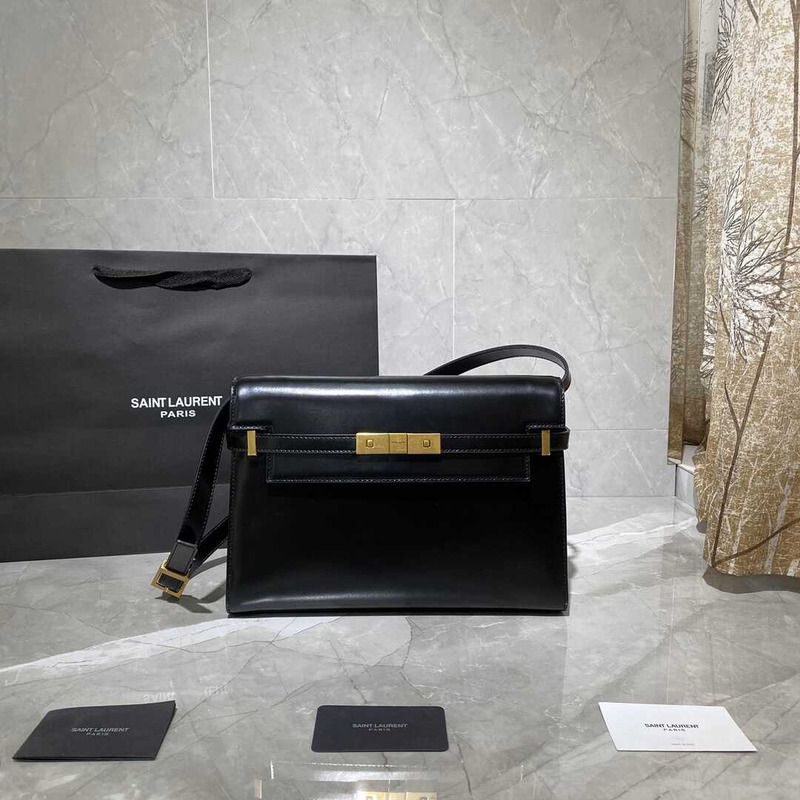 Saint Laurent Manhattan Leather Shoulder Bag Black