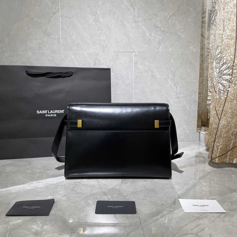 Saint Laurent Manhattan Leather Shoulder Bag Black