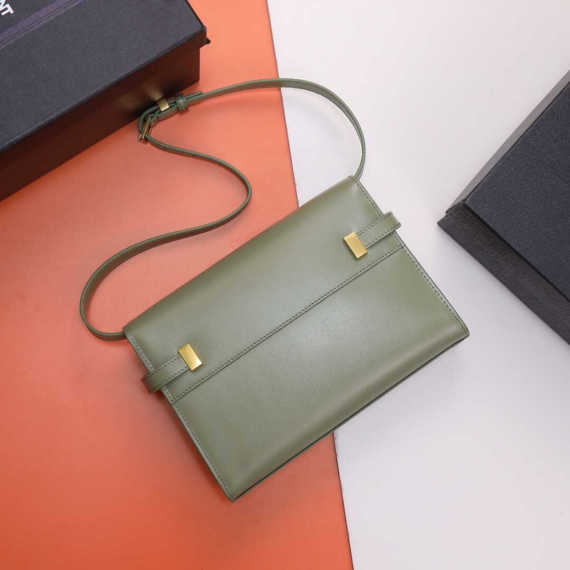 Saint Laurent  Manhattan Leather Shoulder Bag Green