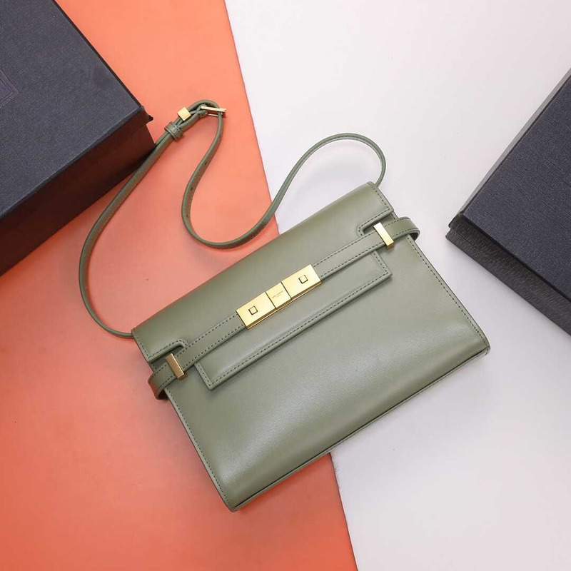 Saint Laurent  Manhattan Leather Shoulder Bag Green