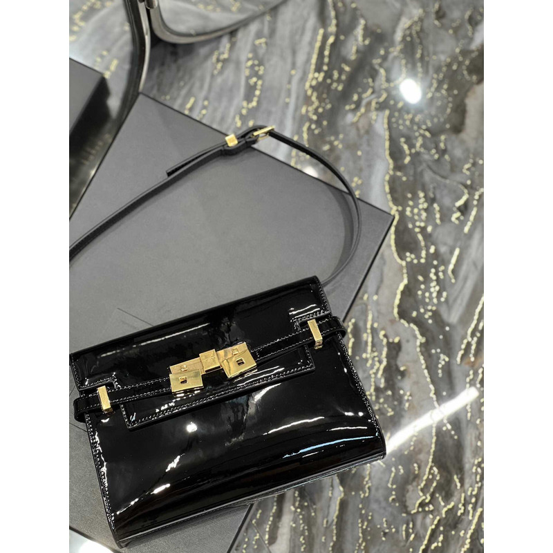 Saint Laurent Manhattan Shoulder Bag Black Patent Leather