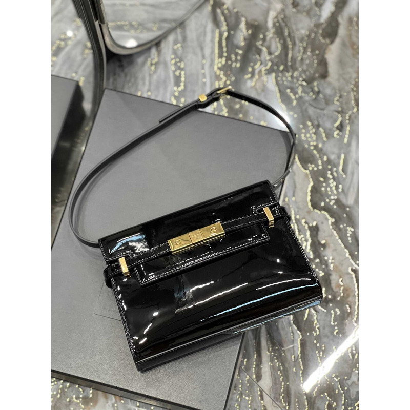 Saint Laurent Manhattan Shoulder Bag Black Patent Leather