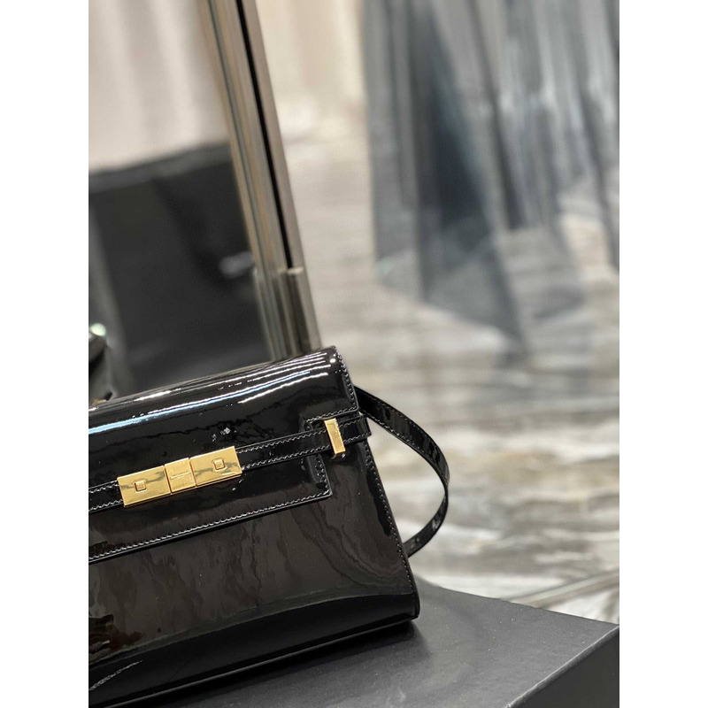 Saint Laurent Manhattan Shoulder Bag Black Patent Leather