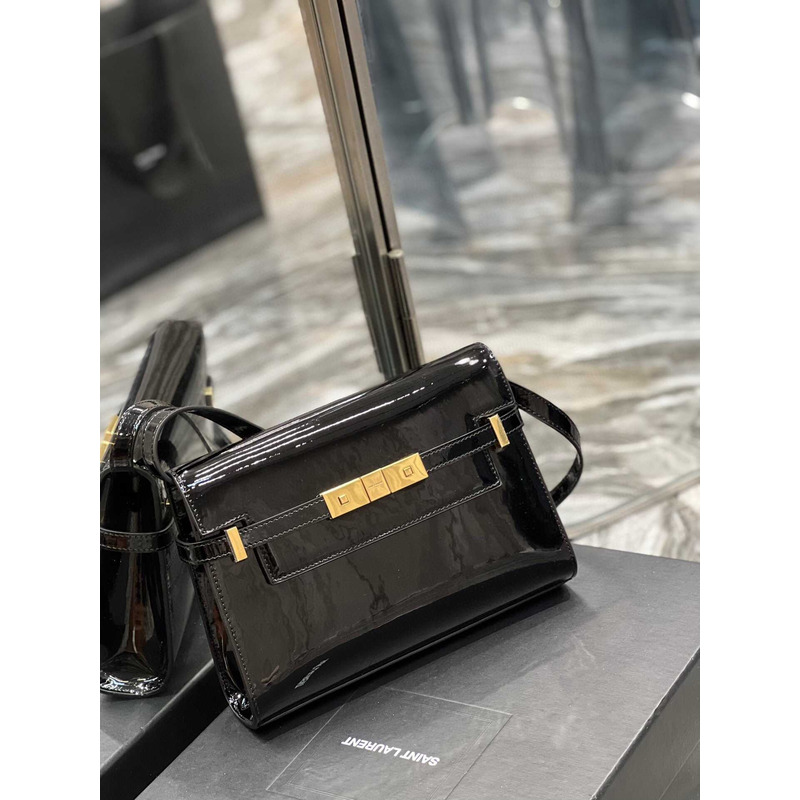 Saint Laurent Manhattan Shoulder Bag Black Patent Leather