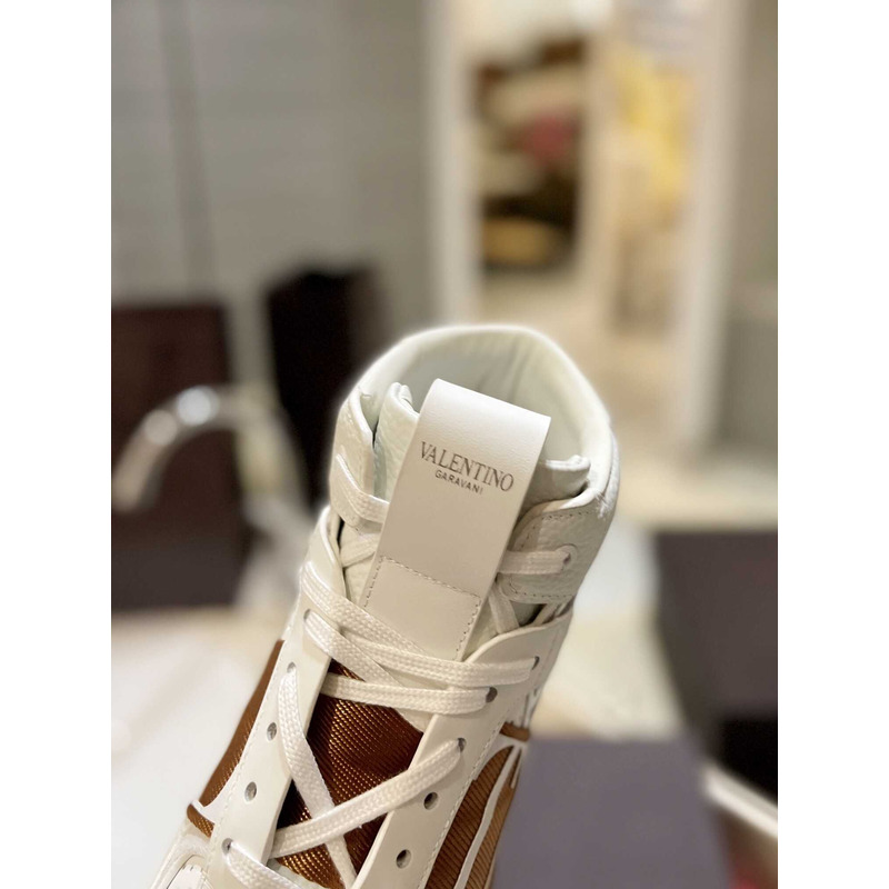 Valentino VLTN High Top Sneaker Brown And White